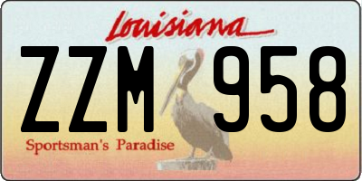 LA license plate ZZM958