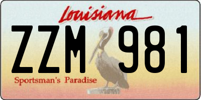 LA license plate ZZM981