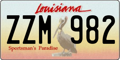 LA license plate ZZM982