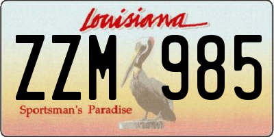 LA license plate ZZM985
