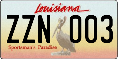 LA license plate ZZN003