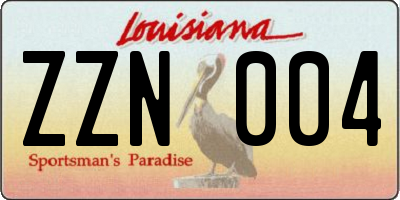 LA license plate ZZN004