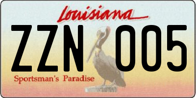 LA license plate ZZN005