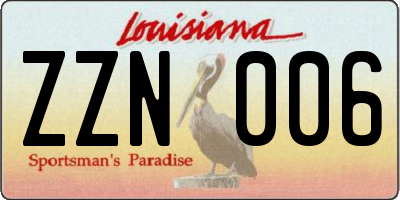 LA license plate ZZN006