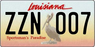 LA license plate ZZN007