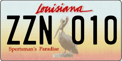 LA license plate ZZN010