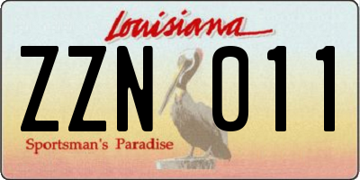LA license plate ZZN011