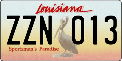 LA license plate ZZN013