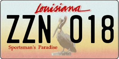 LA license plate ZZN018