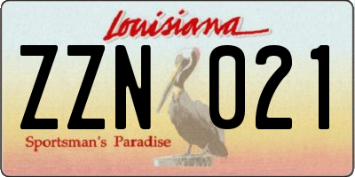 LA license plate ZZN021