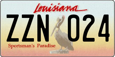 LA license plate ZZN024