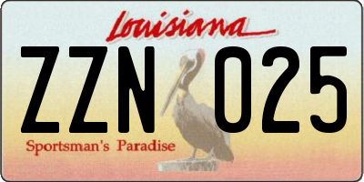 LA license plate ZZN025