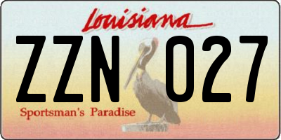 LA license plate ZZN027