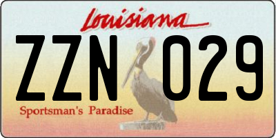 LA license plate ZZN029