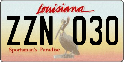 LA license plate ZZN030