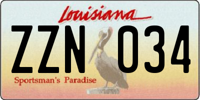 LA license plate ZZN034