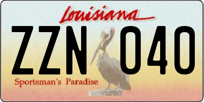 LA license plate ZZN040