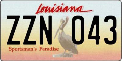 LA license plate ZZN043