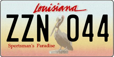 LA license plate ZZN044