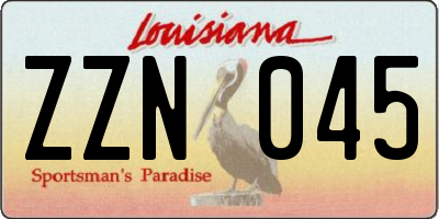 LA license plate ZZN045