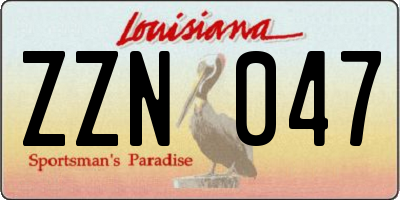 LA license plate ZZN047