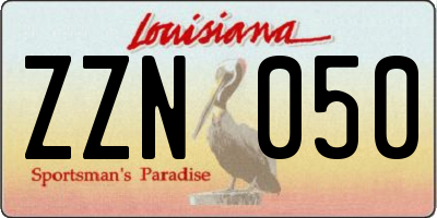 LA license plate ZZN050