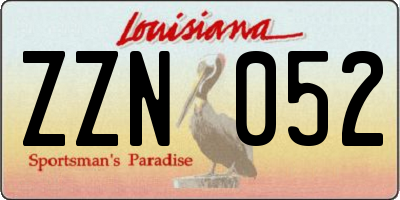 LA license plate ZZN052