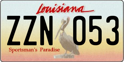 LA license plate ZZN053