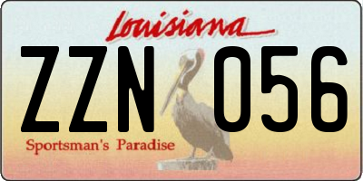 LA license plate ZZN056