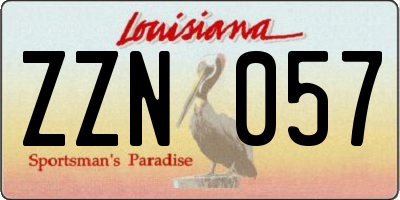 LA license plate ZZN057