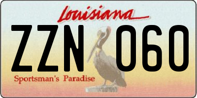 LA license plate ZZN060