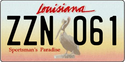 LA license plate ZZN061