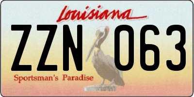 LA license plate ZZN063