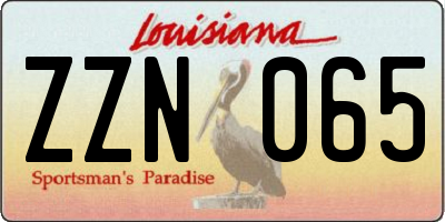 LA license plate ZZN065