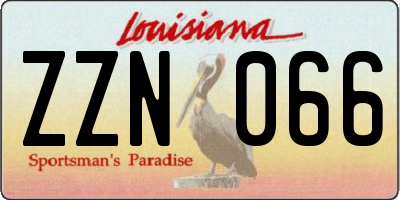 LA license plate ZZN066