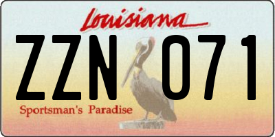 LA license plate ZZN071