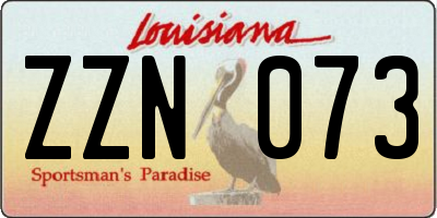 LA license plate ZZN073