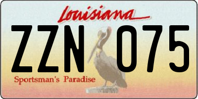 LA license plate ZZN075