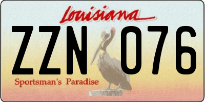 LA license plate ZZN076