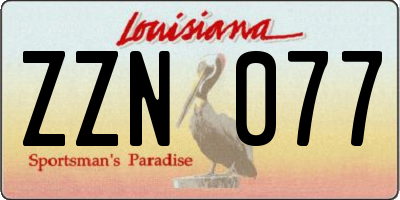 LA license plate ZZN077