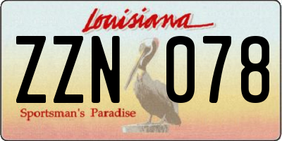 LA license plate ZZN078