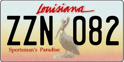 LA license plate ZZN082