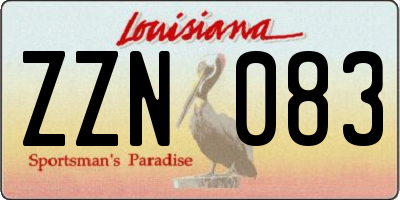 LA license plate ZZN083