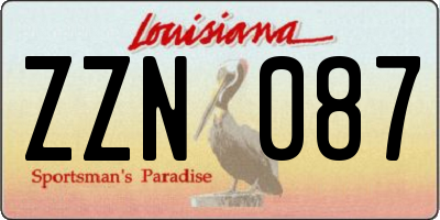 LA license plate ZZN087