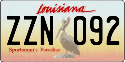 LA license plate ZZN092