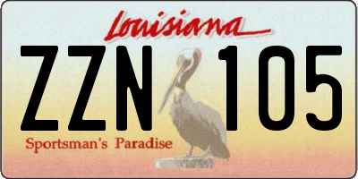 LA license plate ZZN105