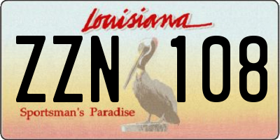 LA license plate ZZN108