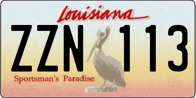 LA license plate ZZN113