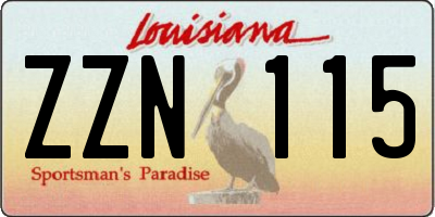 LA license plate ZZN115
