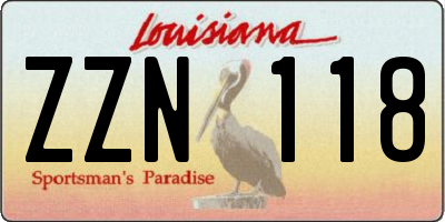 LA license plate ZZN118